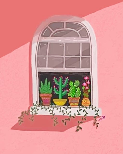 Cute Window With Plants Paint By Number