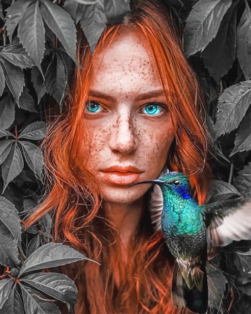 Ginger Woman With Bird Paint By Number