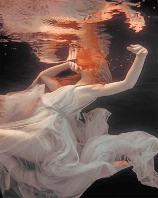 Redhead Woman Under Water Paint By Number