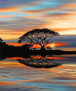 Tree Silhouette Sunset Paint By Number