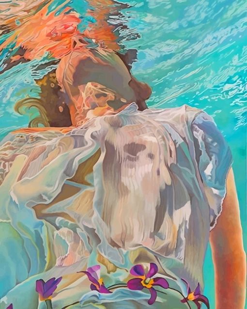 Woman Swimming In The Water Paint By Number
