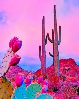 Aesthetic Sky Cactus Paint By Number