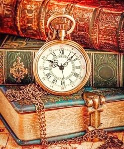 Vintage Clock And Books Paint By Number