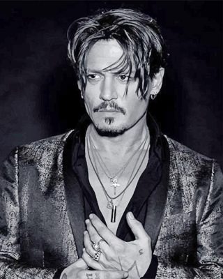 Black And White Johnny Depp Paint By Number