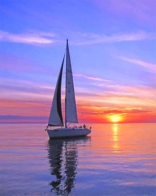 Boat Sunset Paint By Number