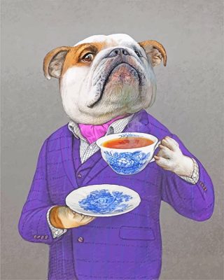 Bulldog Drinking Coffee Paint By Number