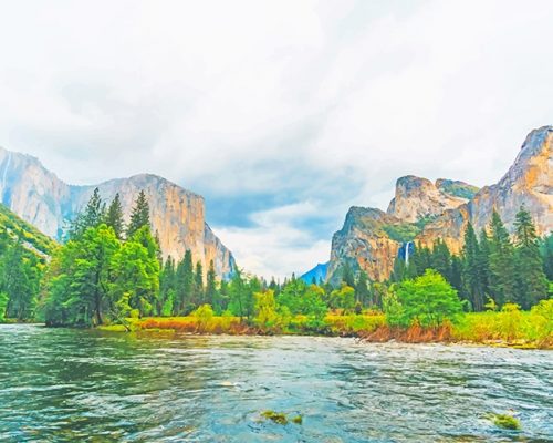 River Yosemite Valley California Paint By Number