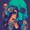 Skull Woman With Her Cat Paint By Number