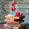 Vintage Books And Red Roses Paint By Number