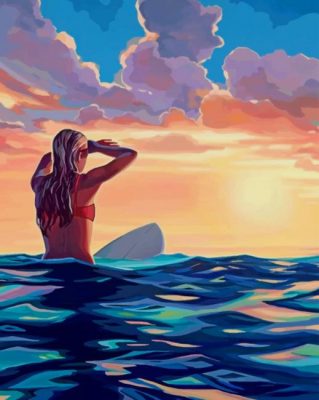 Blondy Surfer Girl paint by numbers Paint by numbers