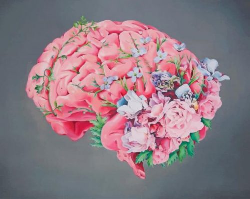 Floral Human Brain paint by numbers