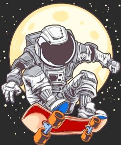 Astronaut Skateboard paint by number