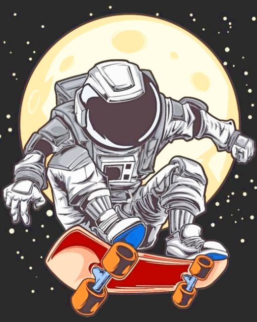 Astronaut Skateboard paint by number