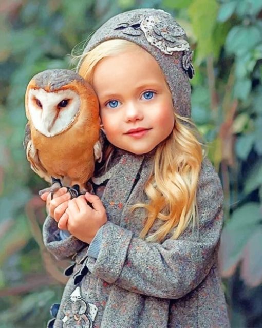 Girl With An Owl paint by number