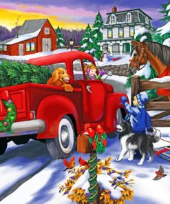Snow Christmas Truck paint by numbers