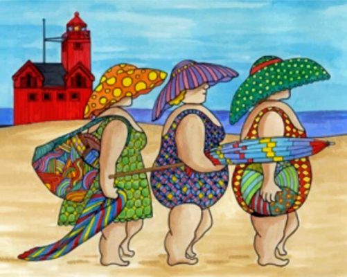 Fat Ladies In The Beach Paint by numbers