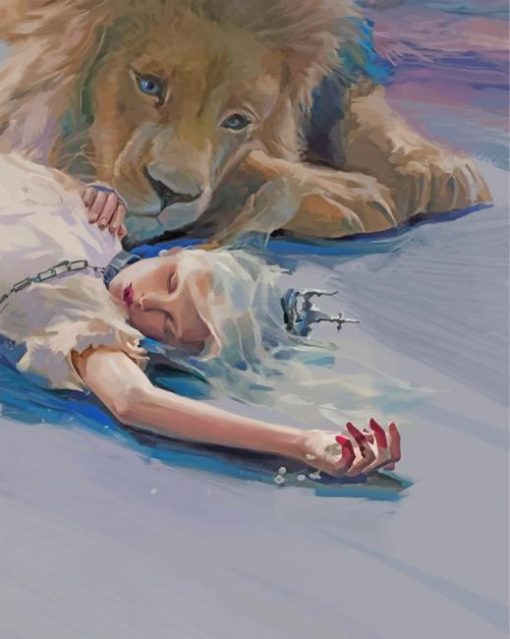 Girl And Lion Paint By Number