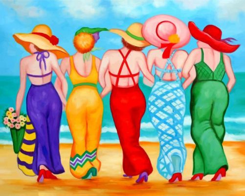 Girls On The Beach paint by nummbers