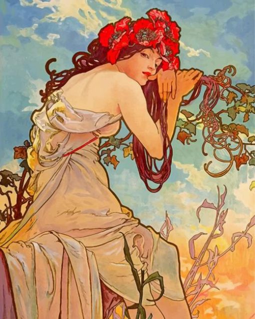 Aesthetic Woman By Mucha Paint By Numbers