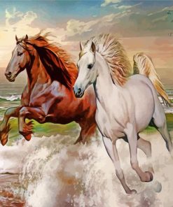 Running Horses In Sea Paint by numbers