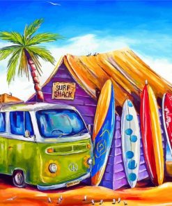 Surfboards And Camper Van Paint by numbers