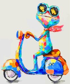 Frog On Scooter Paint by numbers