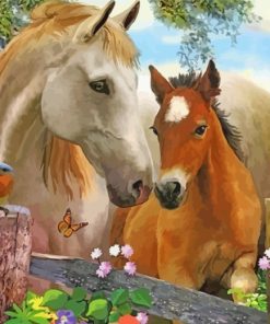 horses-with-birds-and-flowers-paint-by-numbers