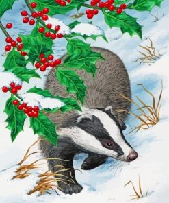 Badger In Snow Paint by numbers