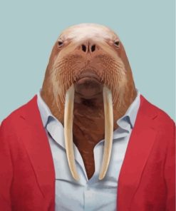 Walrus-wearing-red-paint-by-numbers
