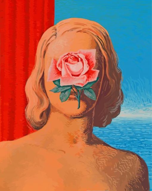 Womans Face Covered By A Rose Paint by numbers