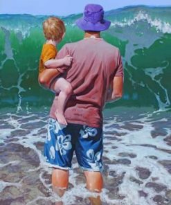 Father And Son On The Beach Paint by numbers
