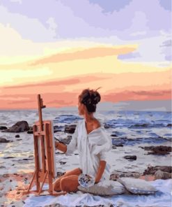 Painter Girl By Sea Paint by numbers