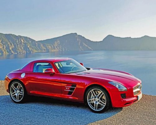 red-Mercedes-mountain-roads-paint-by-numbers