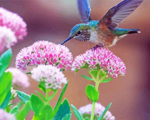 Bird In Pink Flowers paint by numbers