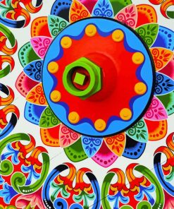 Close Up Costa Rican Ox Cart Wheel paint by numbers
