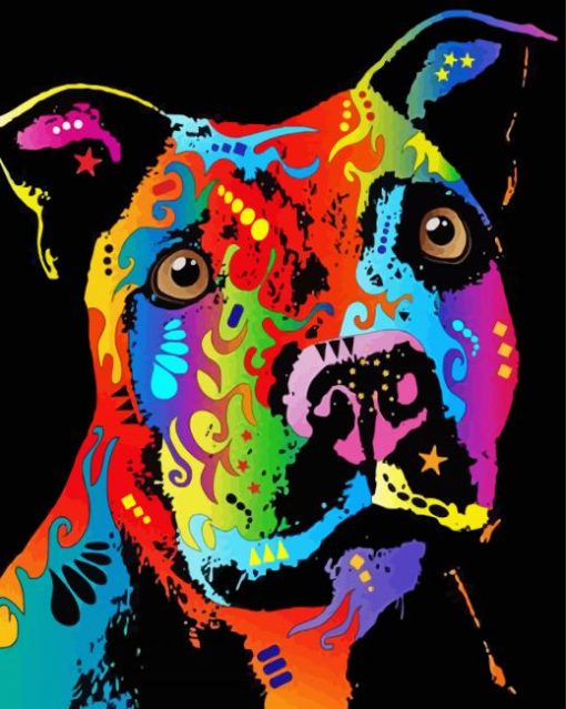 Colourful Staffy Art paint by numbers