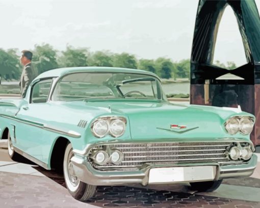 Green 58 Chevy Impala Car paint by numbers