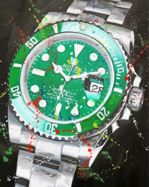 Green And Silver Rolex Watch Art paint by numbers