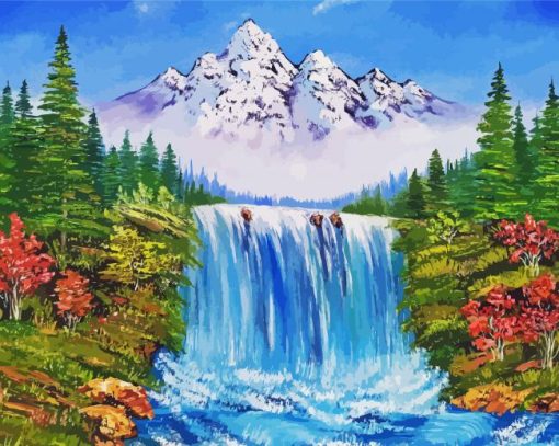 Riverfront Waterfall Art paint by numbers