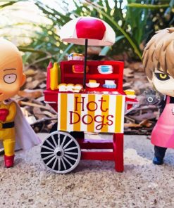 Saitama And Genos Hot Dog Stand paint by numbers