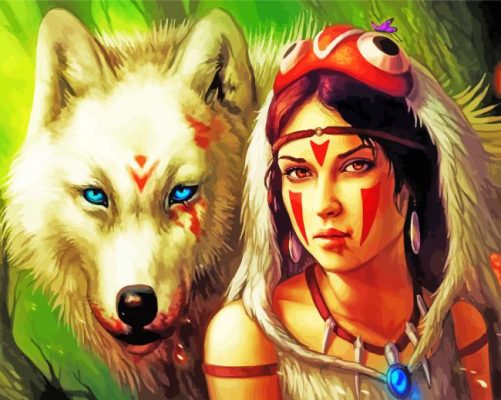 Wolf And Woman paint by numbers