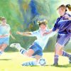 Abstract Girls Soccer Art paint by numbers
