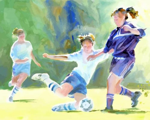 Abstract Girls Soccer Art paint by numbers