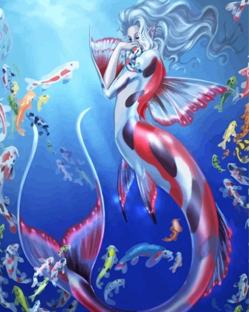 Angel Mermaid Coy Fish paint by numbers