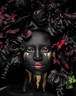 Black Woman Crying Tears Of Gold paint by numbers