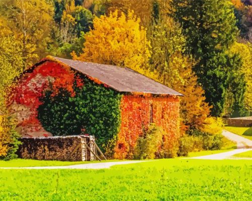 Farm House In The Fall paint by numbers