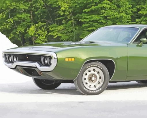 Green 1971 Road Runner paint by numbers