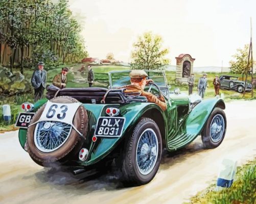 Green Vintage Race paint by numbers