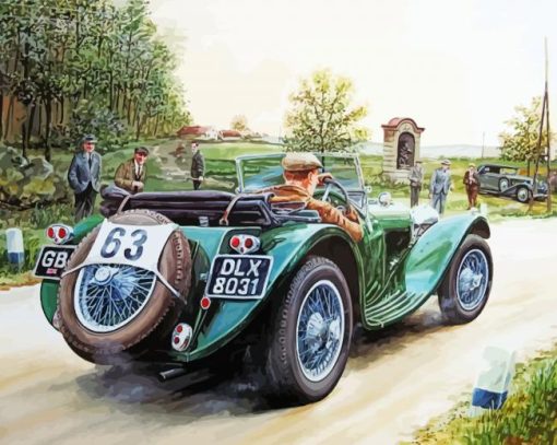 Green Vintage Race paint by numbers