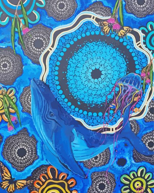 Mandala Whale And Jellyfish paint by numbers